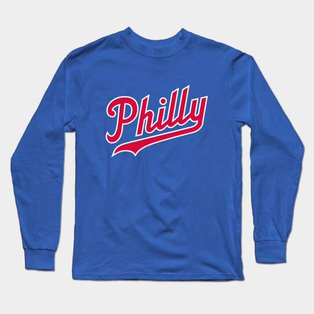 Philly Script - Blue Long Sleeve T-Shirt by KFig21